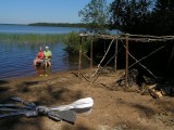 чистка картошки и топка походной бани - дневка на озере Вагатозеро