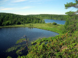 вид со стоянки на выском берегу, озеро Варацкое в Карелии